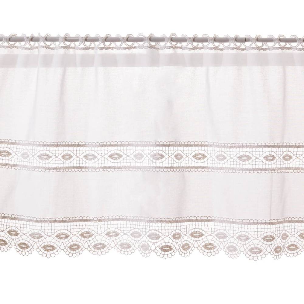 Schöner Leben Scheibengardinen Meterware Boho in Batistoptik mit Spitzenborte weiß 45cm Höhe Schlussverkauf