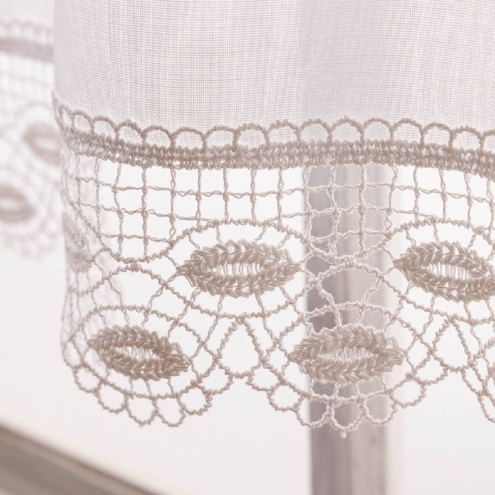 Schöner Leben Scheibengardinen Meterware Boho in Batistoptik mit Spitzenborte weiß 45cm Höhe Schlussverkauf