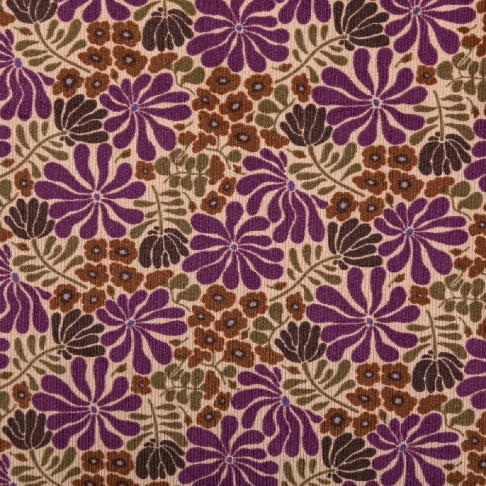 Schöner Leben Cord Stoff Feincord Bomini Retro Blumen lila 1,4m Breite Günstiger Verkauf