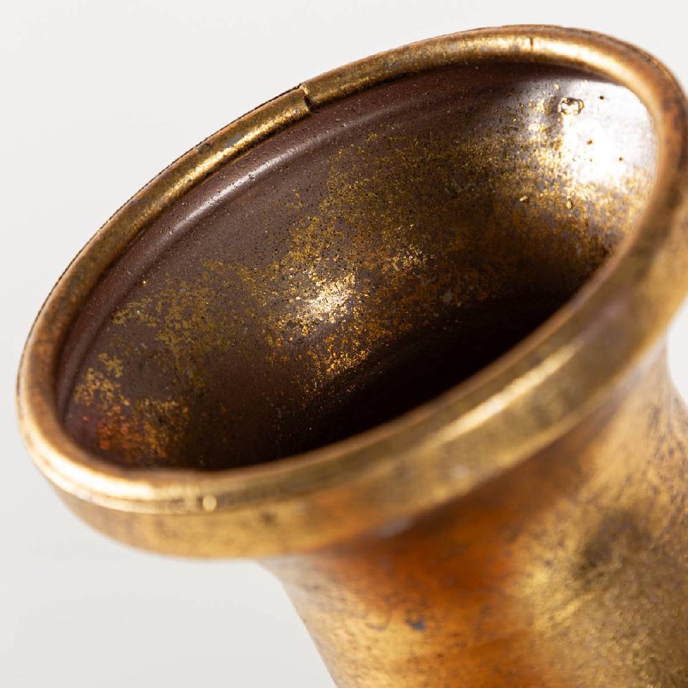 Schöner Leben Vase Flasche aus Metall Reliefstruktur Gold von Countryfield 14x14x66,5cm Angebote