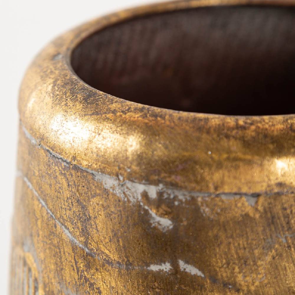Schöner Leben Vase aus Metall Reliefstruktur Gold von Countryfield 18,5x18,5x32,5cm Hotsell