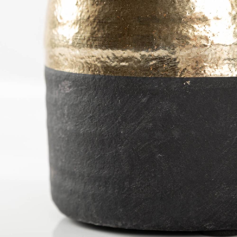 Schöner Leben Dekovase Terri aus Keramik in Schwarz und Gold von Countryfield 15x15x17cm Schlussverkauf