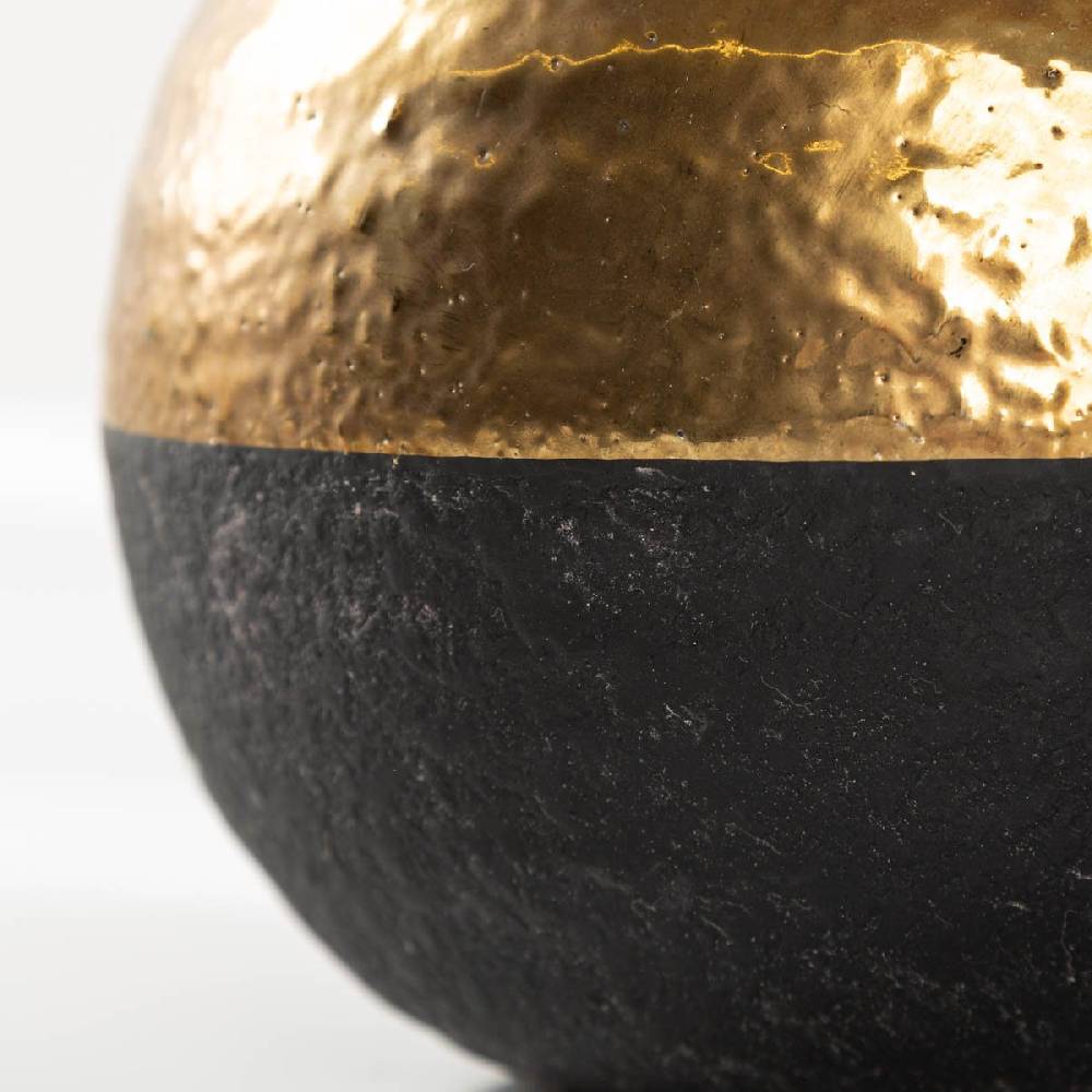 Schöner Leben Dekovase Terri aus Keramik rund in Schwarz und Gold von Countryfield 16,5x16,5x17cm Günstiger Verkauf