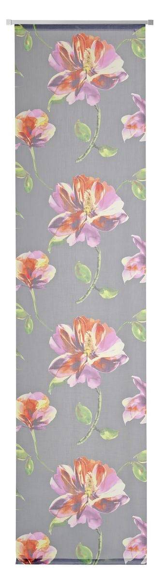 Schöner Leben Schiebevorhang Merida halbtransparent mit Flexoschiene Blumen bunt 60x245cm (BxH)