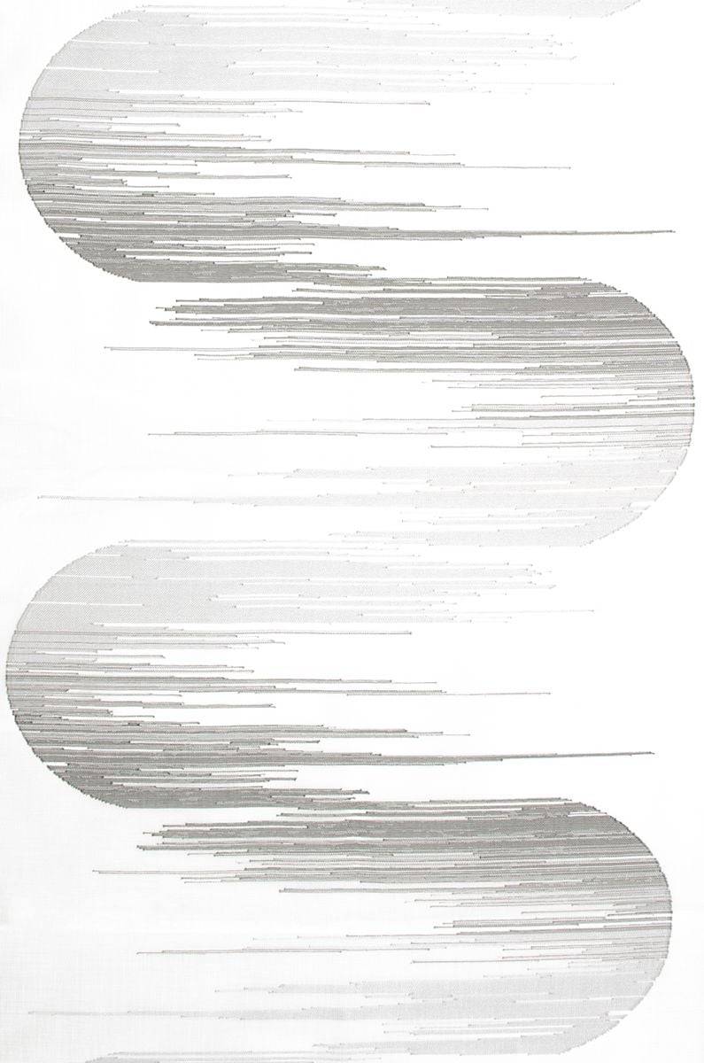 Schöner Leben Schiebevorhang Jago Scherli transparent mit Flexoschiene Halbkreise wollweiß grau 60x245cm (BxH) Fabrikverkauf