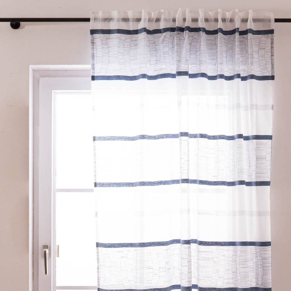 Schöner Leben Gardine Emiliana verdeckte Schlaufen Scherli Streifen weiß blau 144x245cm (BxH) Blitzverkäufe