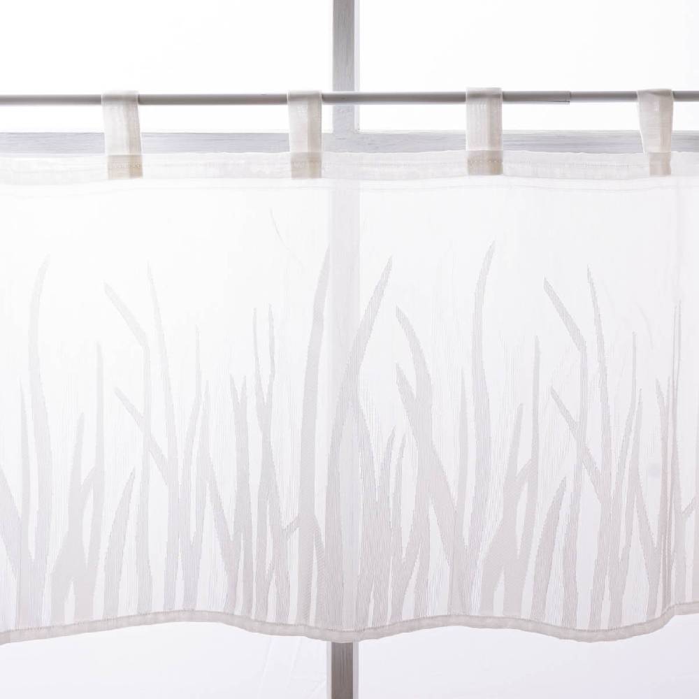 Schöner Leben Scheibengardine Breeze transparente Meterware mit Schlaufen Gräser wollweiß beige 46cm Höhe