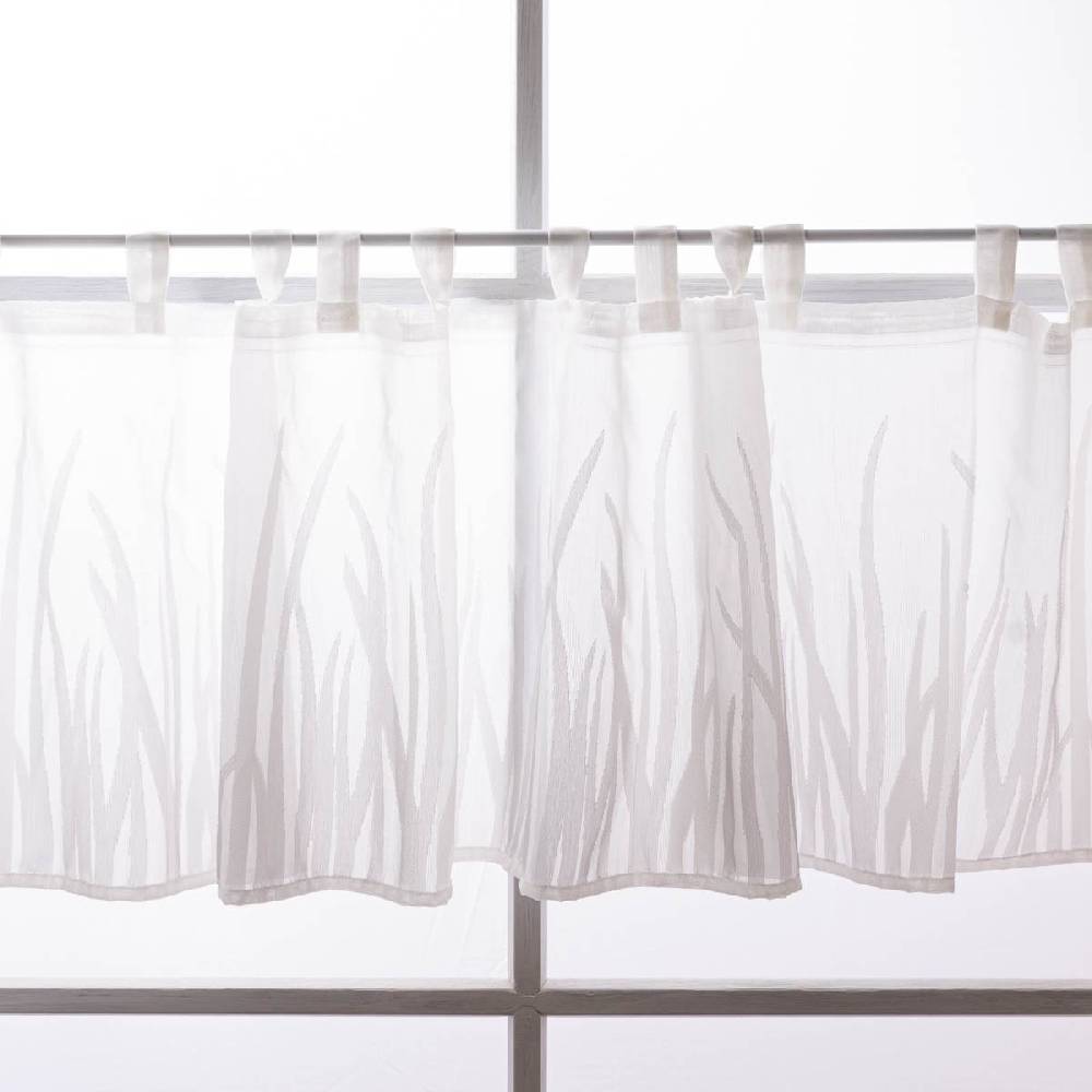 Schöner Leben Scheibengardine Breeze transparente Meterware mit Schlaufen Gräser wollweiß beige 46cm Höhe Outlet