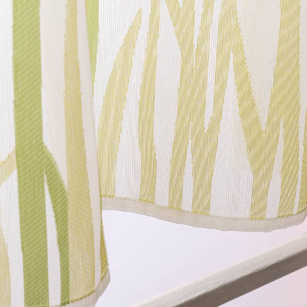 Schöner Leben Scheibengardine Breeze transparente Meterware mit Schlaufen Gräser wollweiß grün 46cm Höhe Auslauf