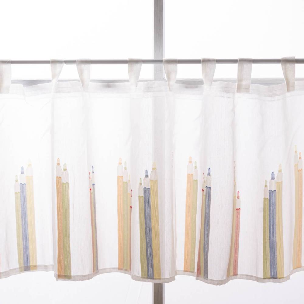 Schöner Leben Scheibengardine Kinderzimmer transparente Meterware mit Schlaufen Stifte wollweiß bunt 46cm Höhe Hotsell
