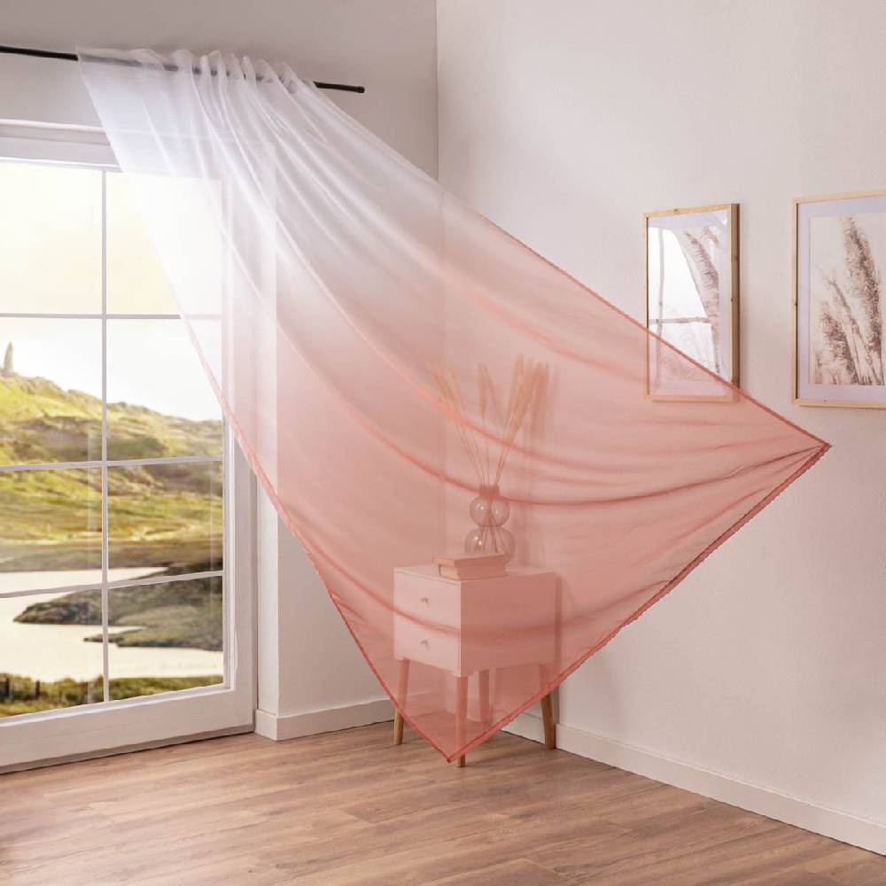 Schöner Leben Gardine Mila transparent Farbverlauf weiß peach 140cmx255cm