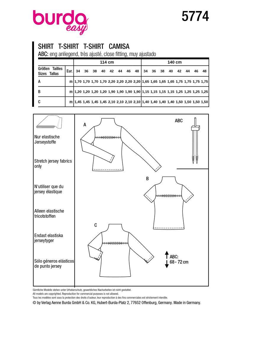 Schöner Leben Burda Schnittmuster 5774 Damen Shirt Online