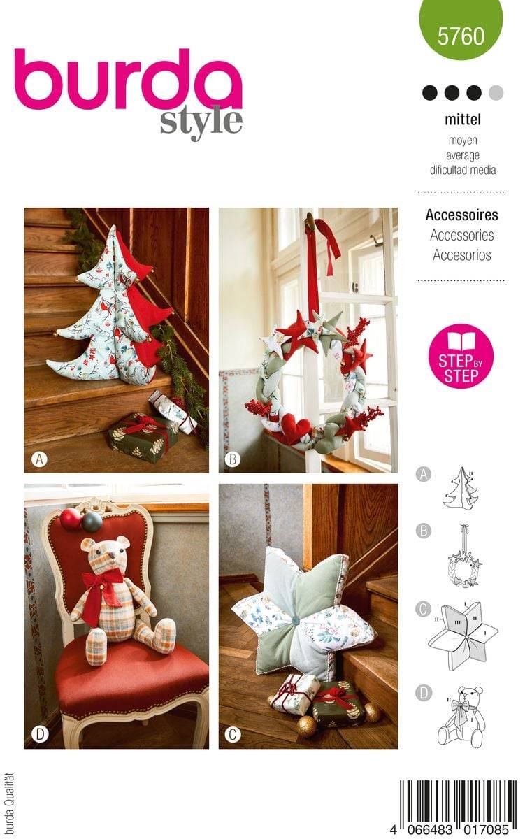 Schöner Leben Burda Schnittmuster 5760 Accessoires Weihnachten