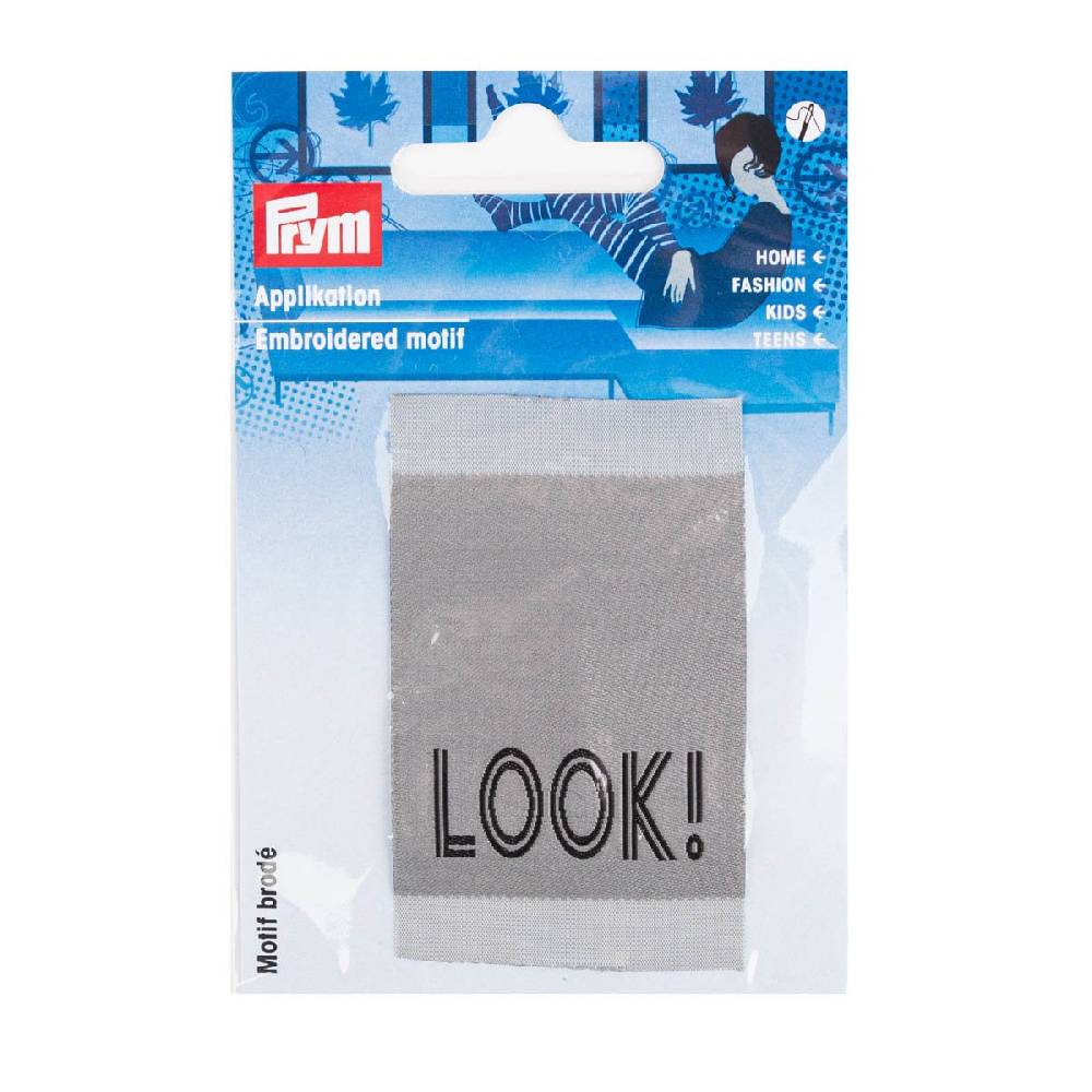 Schöner Leben Applikation LOOK! Jeanslabel zum Aufnähen grau 46x74mm von Prym