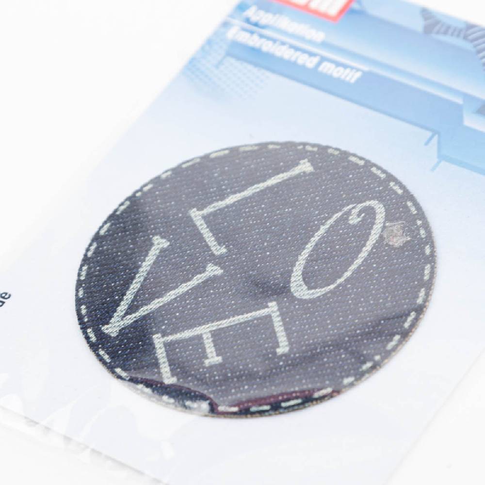 Schöner Leben Applikation LOVE gelasert selbstklebend/aufbügelbar Jeansstoff blau 60mm von Prym Günstiger Verkauf