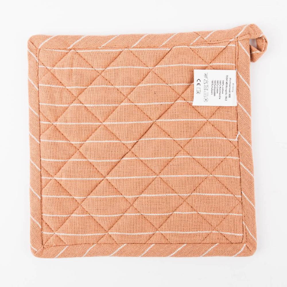 Schöner Leben Topflappen aus Baumwolle gestreift hellbraun weiß 20x20cm von Linen & More Schlussverkauf