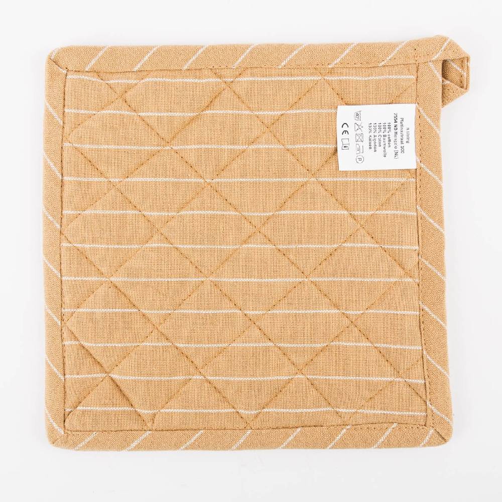 Schöner Leben Topflappen aus Baumwolle gestreift sandgelb weiß 20x20cm von Linen & More Günstiger Verkauf