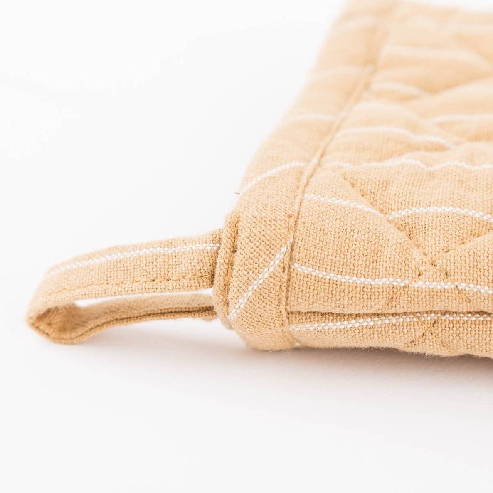 Schöner Leben 2er Set Ofenhandschuh aus Baumwolle gestreift sandgelb weiß 14x21cm von Linen & More Blitzverkäufe