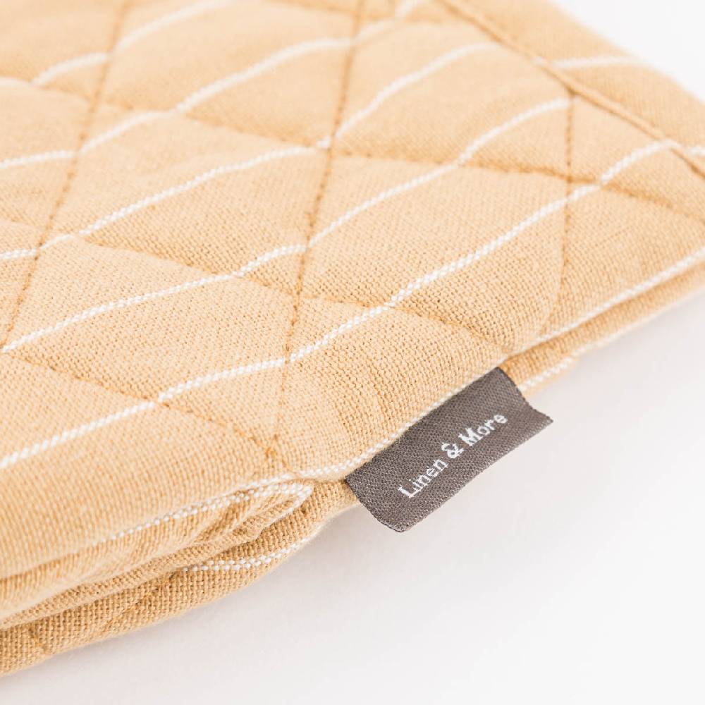 Schöner Leben 2er Set Ofenhandschuh aus Baumwolle gestreift sandgelb weiß 14x21cm von Linen & More Blitzverkäufe