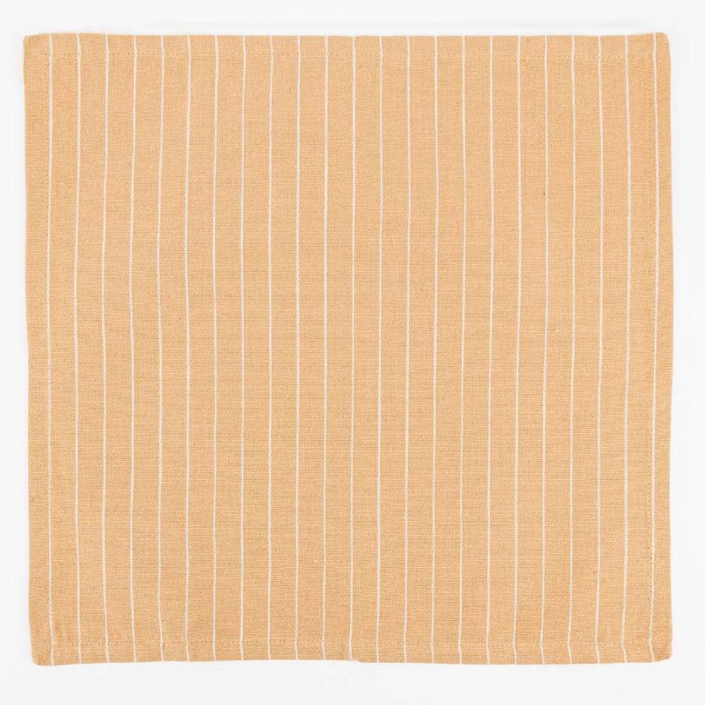 Schöner Leben Set aus 4 Platzsets und 4 Servietten gestreift sandgelb weiß 50x35cm und 40x40cm von Linen & More Angebote