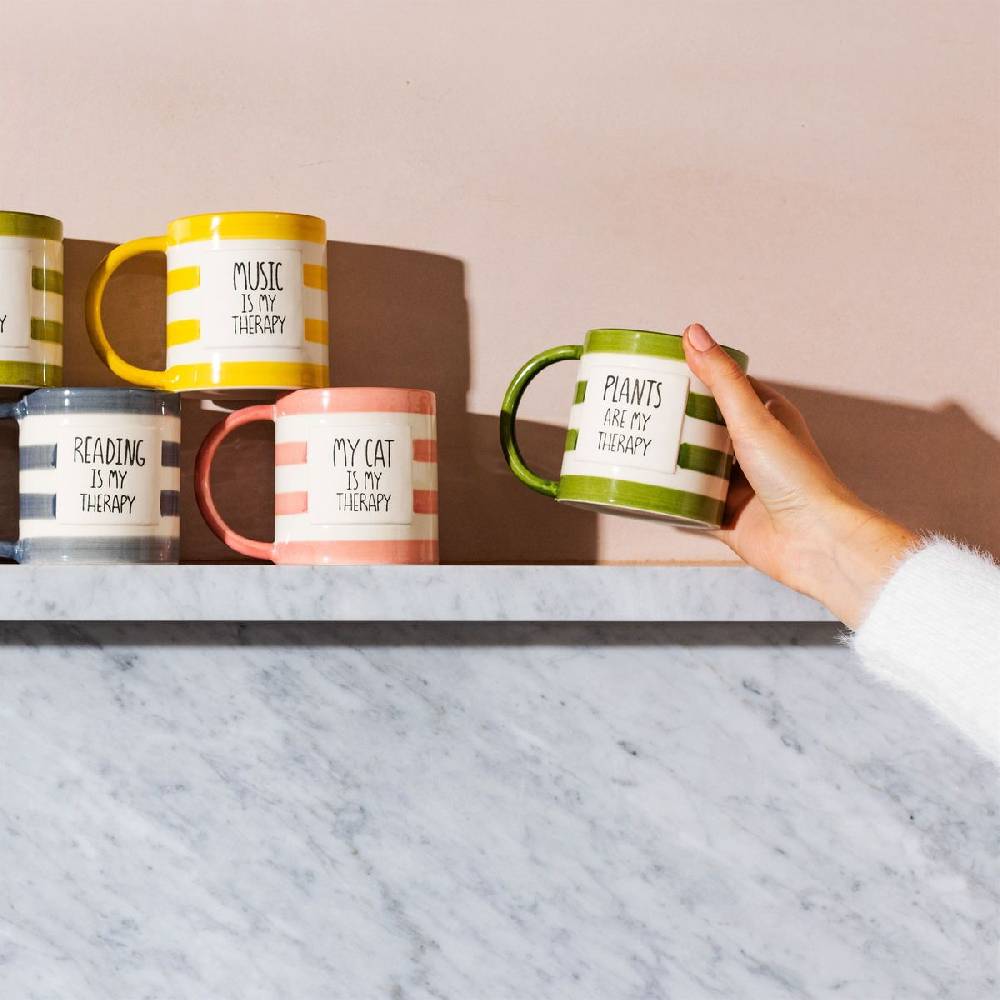 Schöner Leben Tasse PLANTS ARE MY THERAPY Keramik von Sass & Belle 300ml Günstiger Verkauf