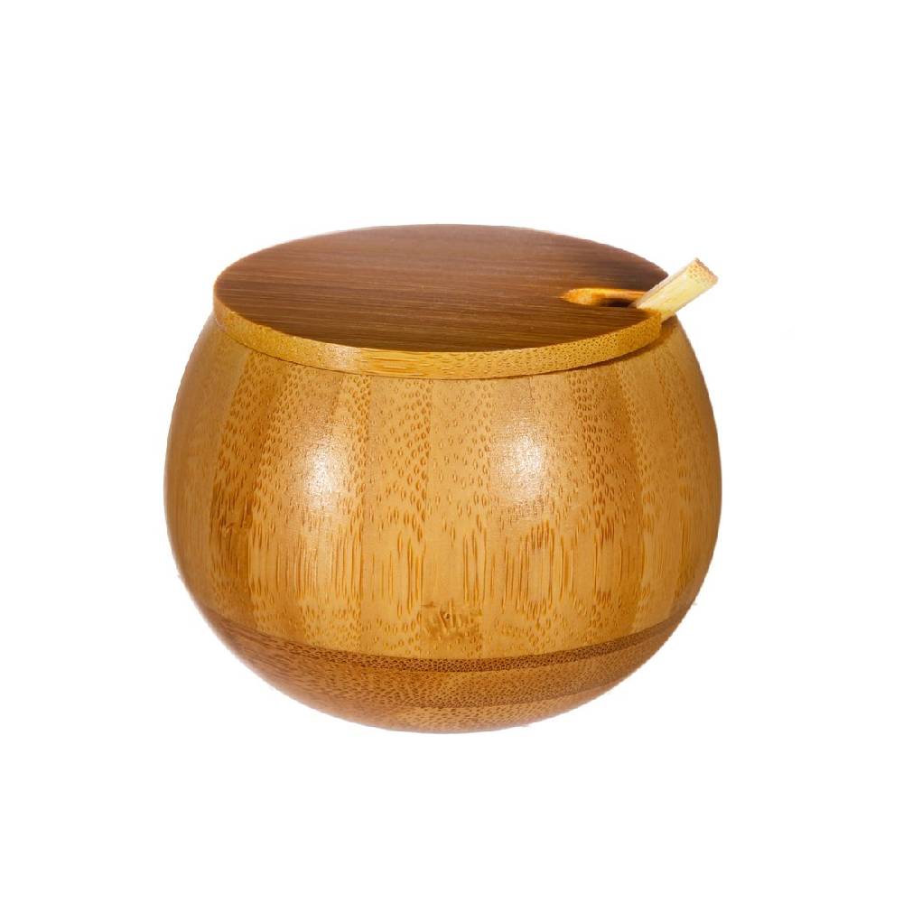 Schöner Leben Bambus Gewürztöpfchen mit Deckel und Löffel von Sass & Belle 9x6,8cm Verkauf