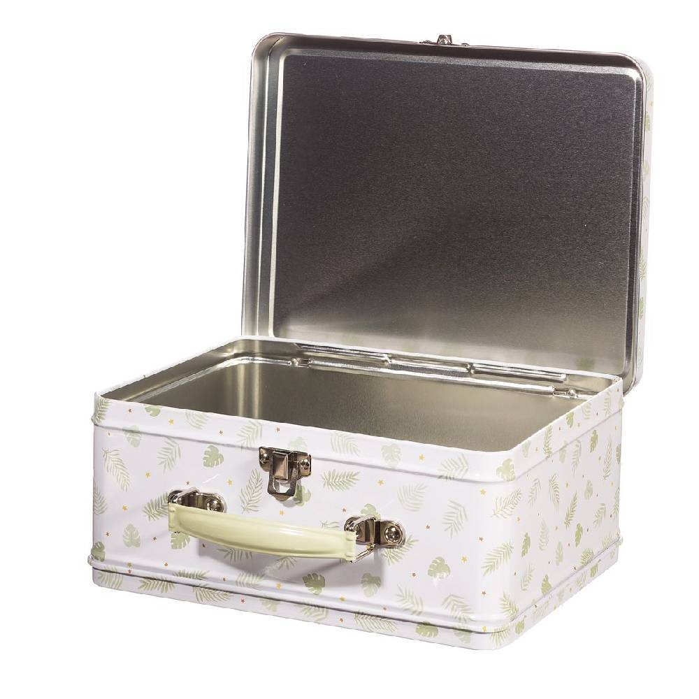 Schöner Leben Lunchbox Koffer mit Giraffen aus Metall weiß beige grün 22x17x10cm von Sass & Belle Angebote