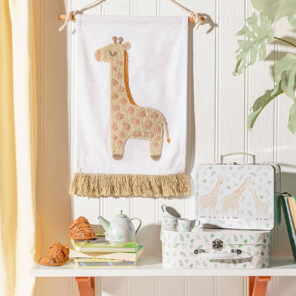 Schöner Leben Lunchbox Koffer mit Giraffen aus Metall weiß beige grün 22x17x10cm von Sass & Belle Angebote