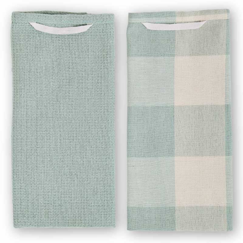 Schöner Leben Geschirrtücher Gastro aus Baumwolle mintgrün beige 40x65cm 2er Set