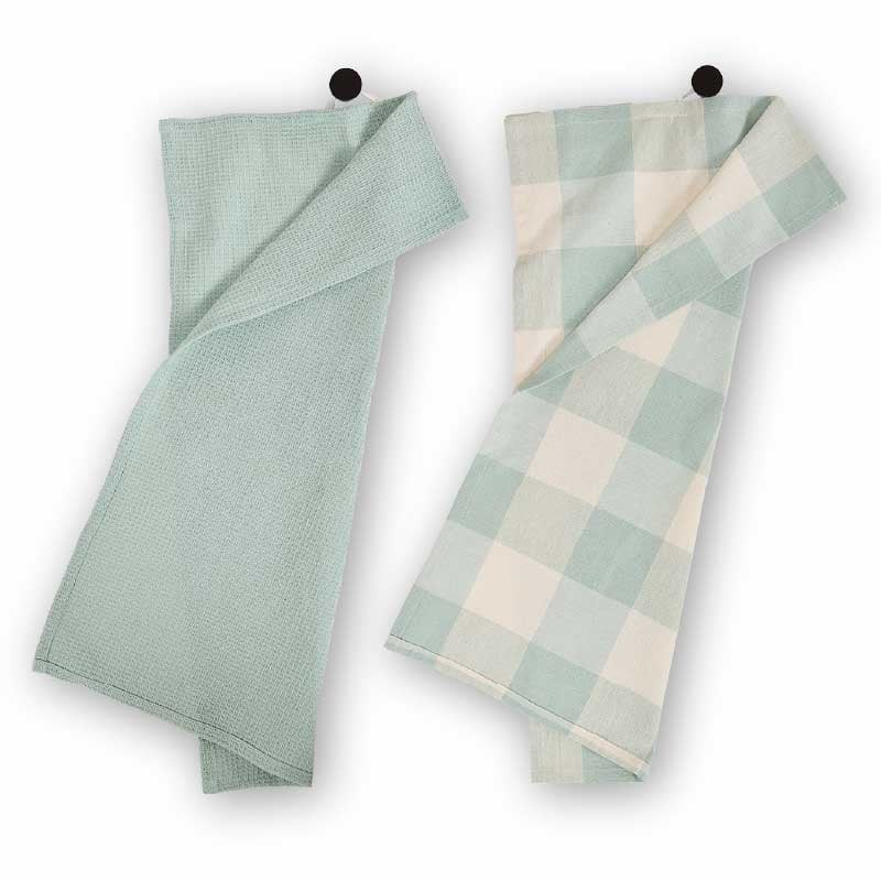 Schöner Leben Geschirrtücher Gastro aus Baumwolle mintgrün beige 40x65cm 2er Set im Angebot