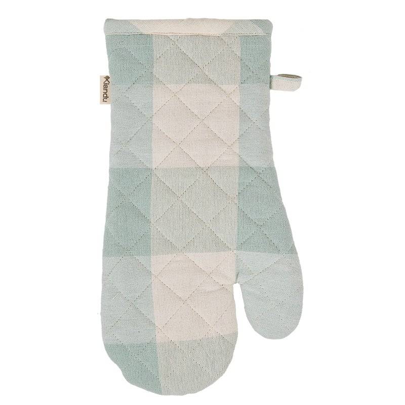 Schöner Leben Ofenhandschuh und Topflappen Gastro aus Baumwolle Karos mintgrün beige