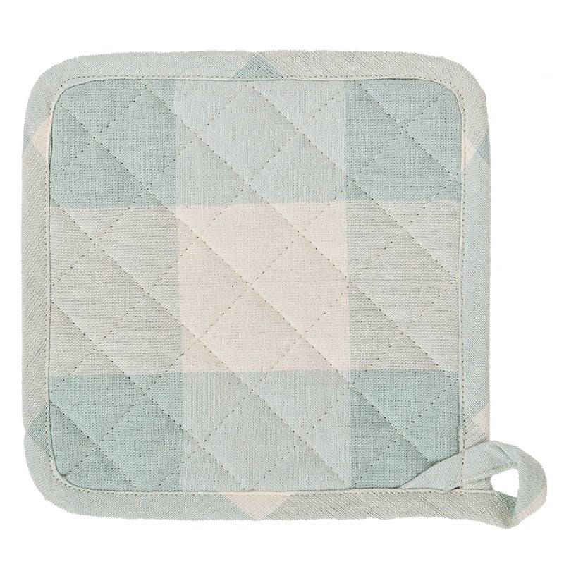 Schöner Leben Ofenhandschuh und Topflappen Gastro aus Baumwolle Karos mintgrün beige Günstiger Verkauf