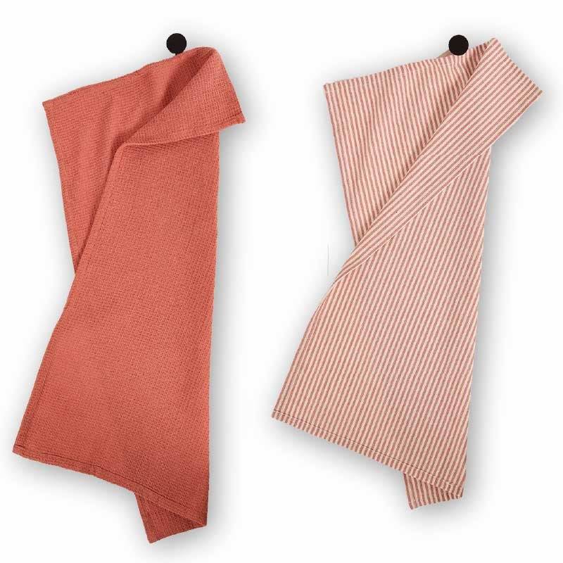 Schöner Leben Geschirrtücher Gastro aus Baumwolle terracotta beige 40x65cm 2er Set Fabrikverkauf