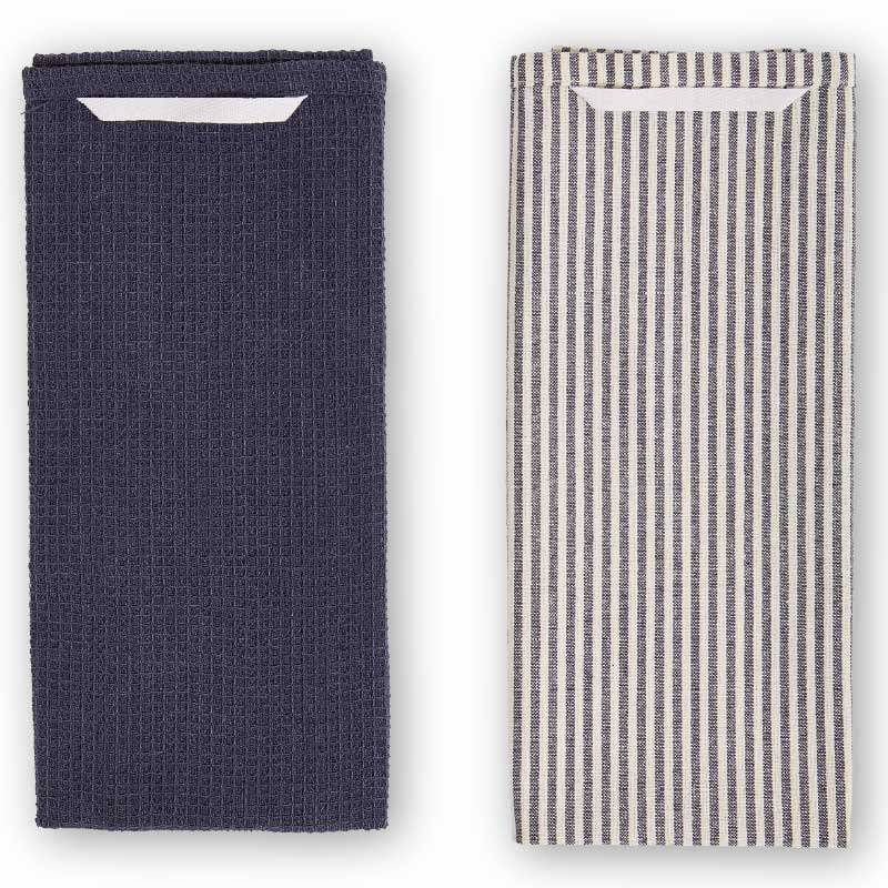 Schöner Leben Geschirrtücher Gastro aus Baumwolle dunkelblau beige 40x65cm 2er Set