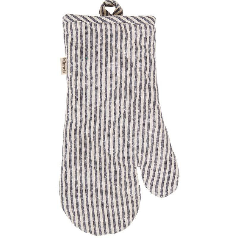 Schöner Leben Ofenhandschuh und Topflappen Gastro aus Baumwolle dunkelblau beige