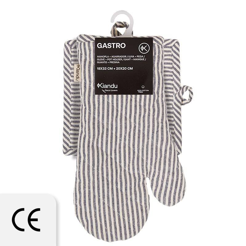 Schöner Leben Ofenhandschuh und Topflappen Gastro aus Baumwolle dunkelblau beige Online