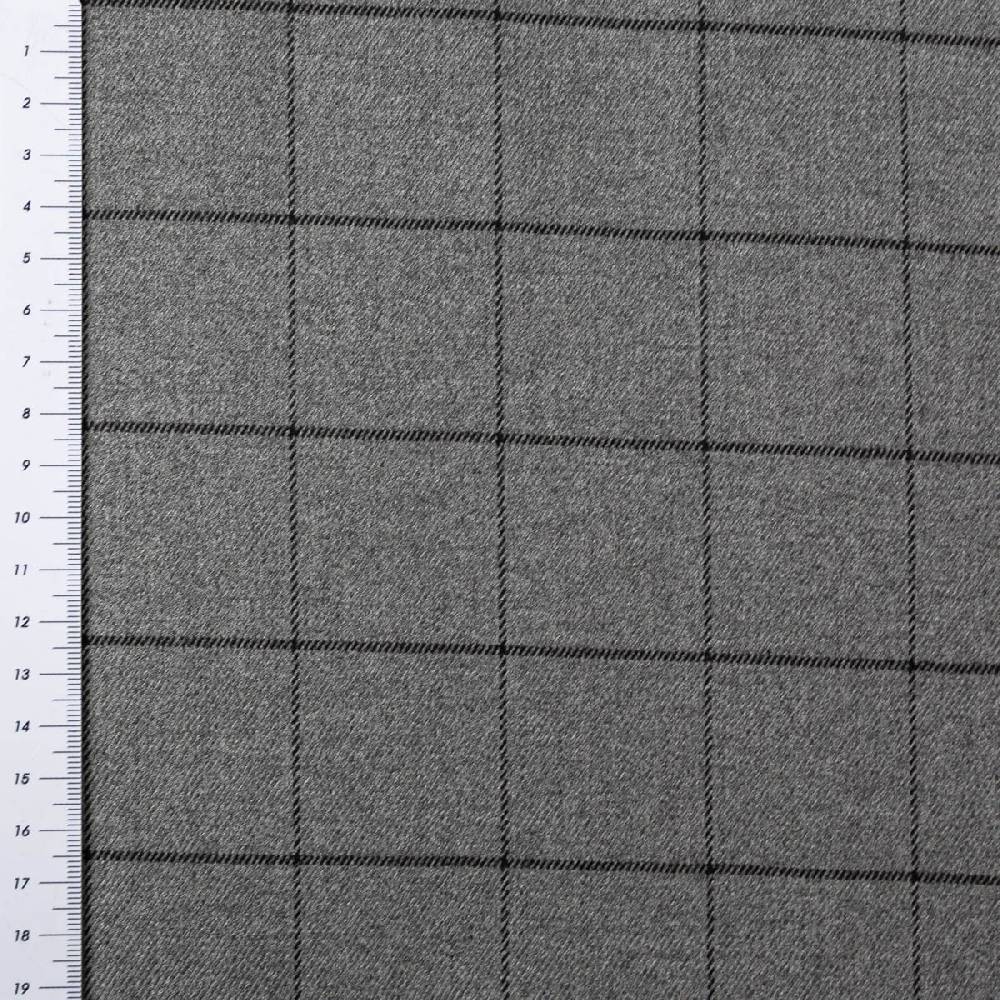 Schöner Leben Viskose Stoff Karo Muster feine Linien grau schwarz 1,4m Breite Schlussverkauf