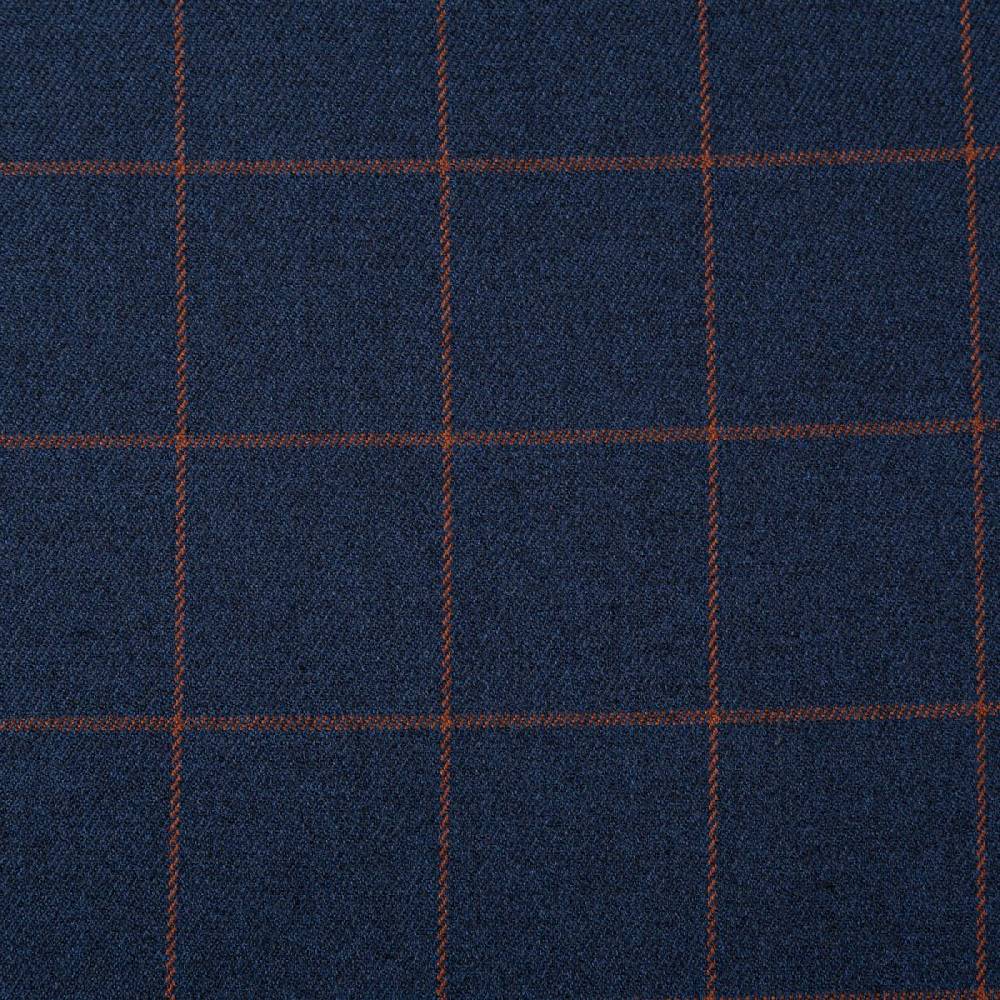 Schöner Leben Viskose Stoff Karo Muster feine Linien dunkel blau braun 1,4m Breite
