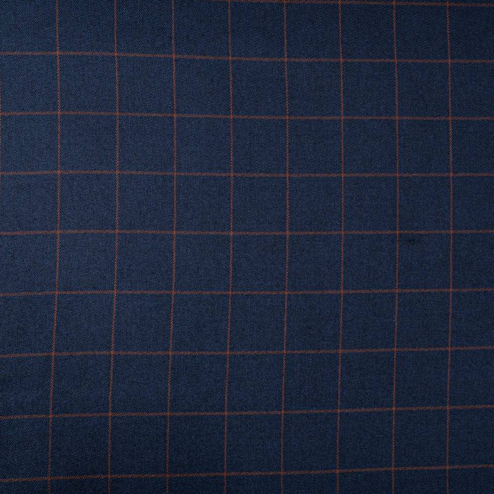Schöner Leben Viskose Stoff Karo Muster feine Linien dunkel blau braun 1,4m Breite Günstiger Verkauf