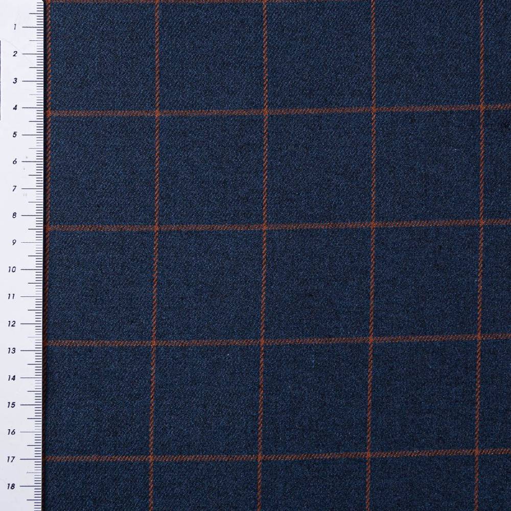 Schöner Leben Viskose Stoff Karo Muster feine Linien dunkel blau braun 1,4m Breite Günstiger Verkauf