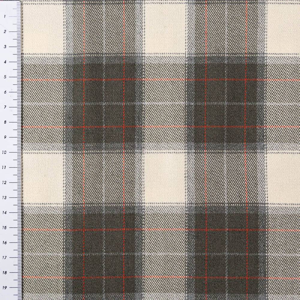 Schöner Leben Viskose Stoff Tartan Muster Schottenkaro kariert beige grün rot 1,4m Breite Meist gekauft