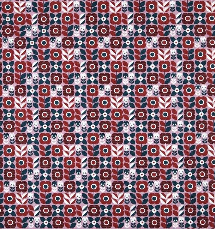 Schöner Leben Baumwollstoff Retro Blumen rot rosa 1,40m Breite