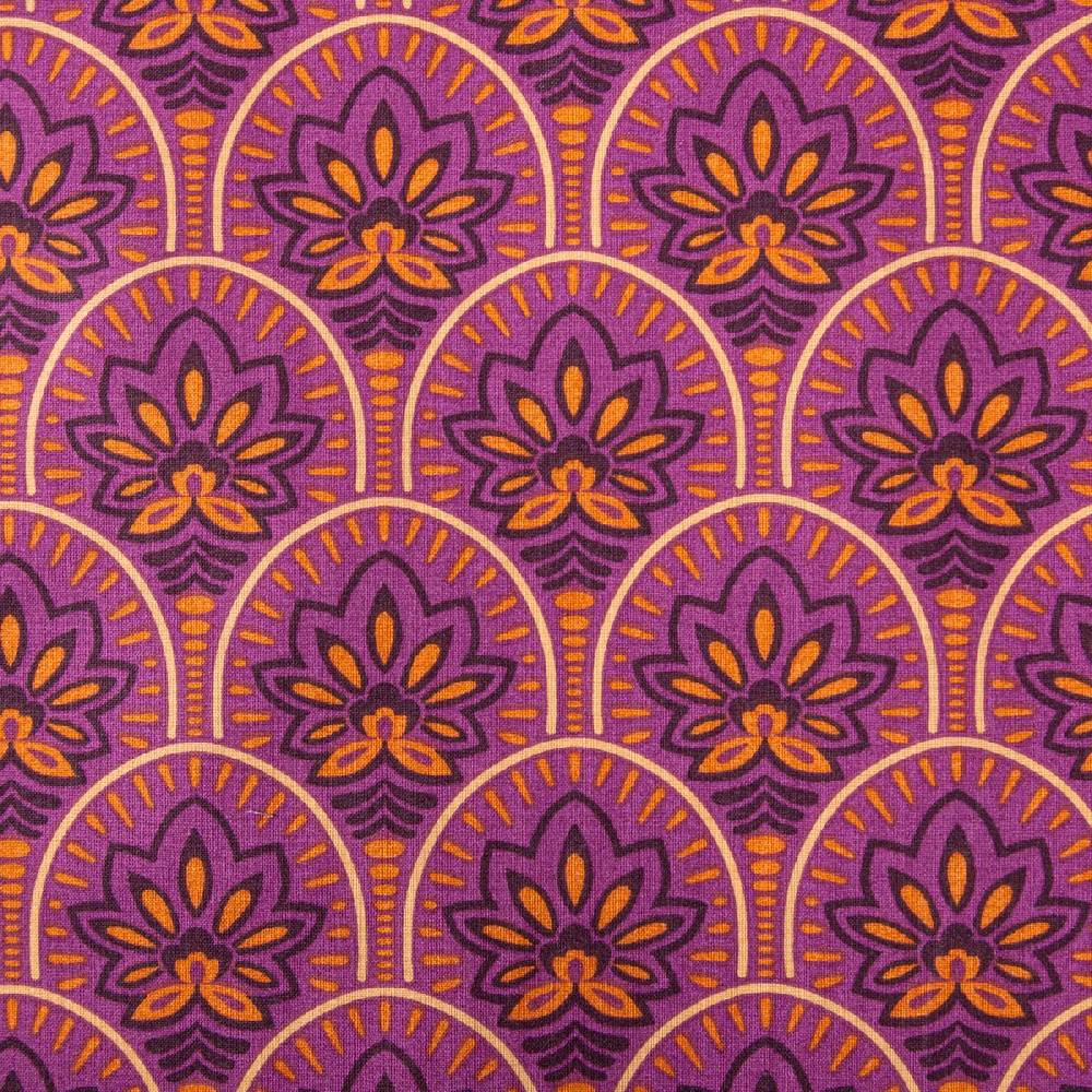 Schöner Leben Tischdeckenstoff abwaschbar Baumwollstoff beschichtet ABSTRACT Art Deco Blumen Bogen violett 1,45m Breite