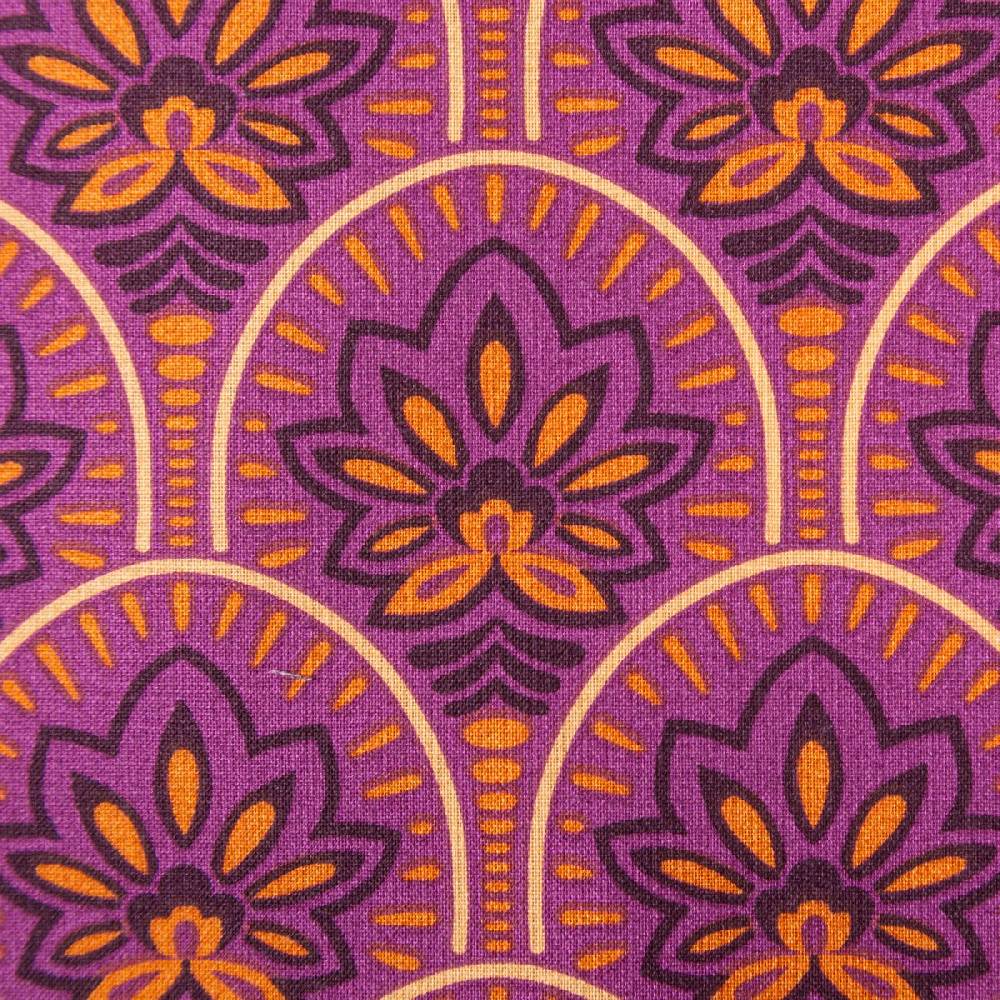 Schöner Leben Tischdeckenstoff abwaschbar Baumwollstoff beschichtet ABSTRACT Art Deco Blumen Bogen violett 1,45m Breite Verkauf
