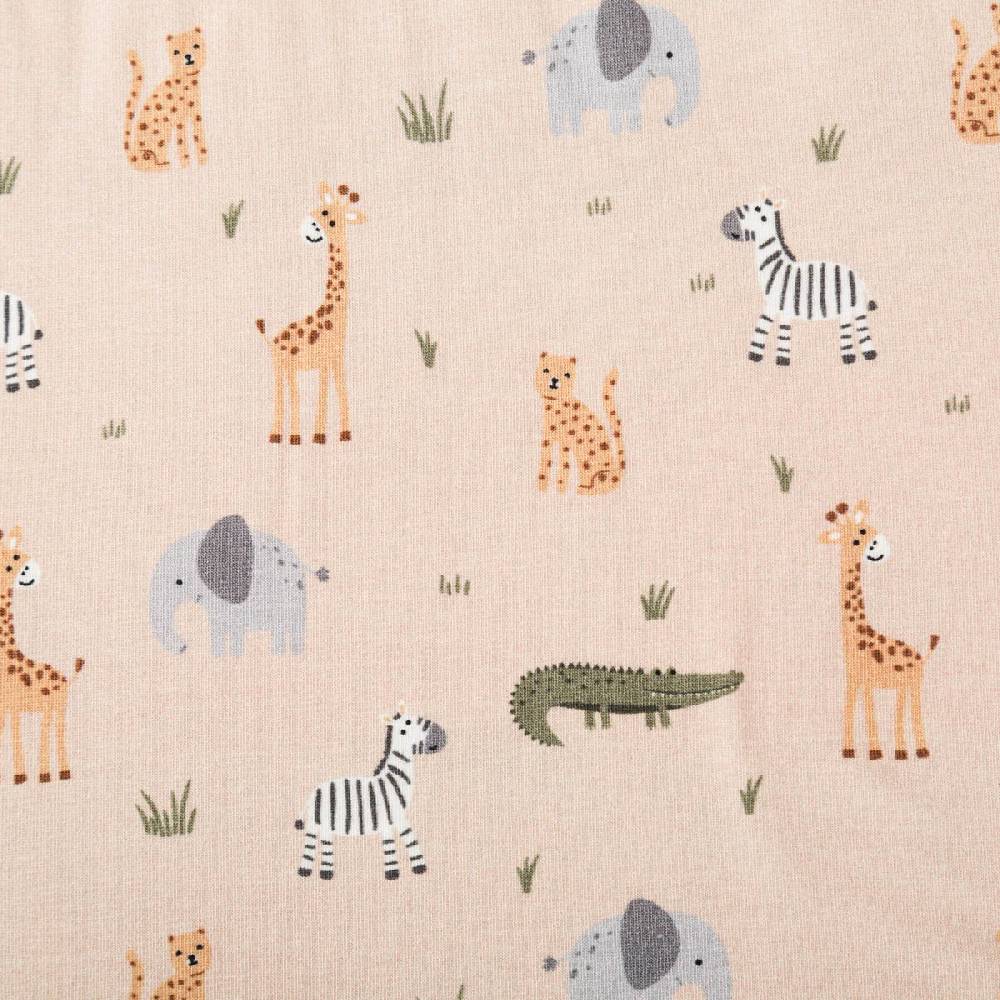 Schöner Leben Jersey Stoff Baumwolljersey Afrika Tiere Elefant Zebra beige 1,50m Breite