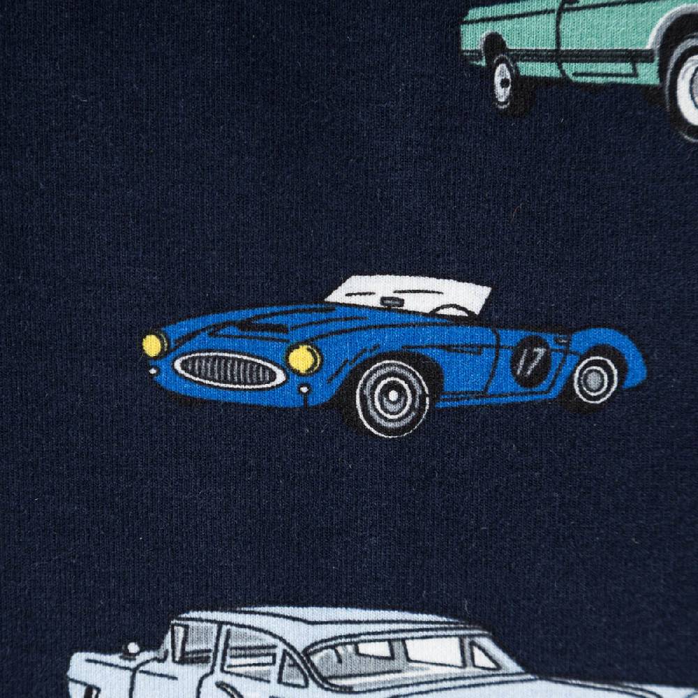 Schöner Leben Jersey Stoff Baumwolljersey CLASSIC CARS Autos dunkel blau mint 1,45m Breite Online