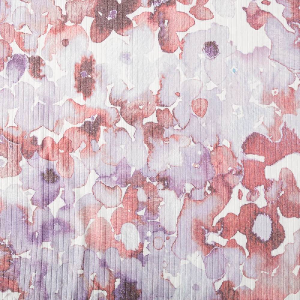 Schöner Leben Viskosejersey Rippjersey Digitaldruck Flowers Aquarell Blumen abstrakt ecru violett 1,2m Breite