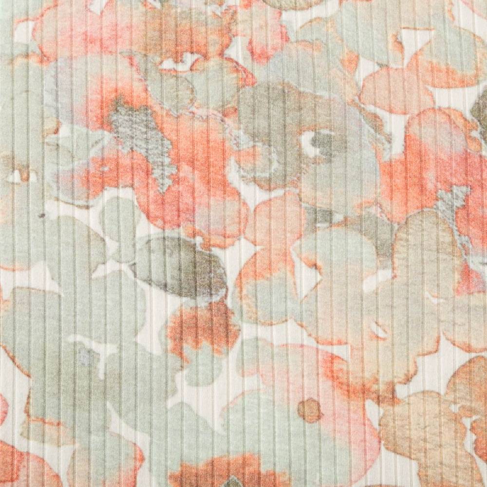 Schöner Leben Viskosejersey Rippjersey Digitaldruck Flowers Aquarell Blumen abstrakt ecru grün 1,2m Breite Verkauf