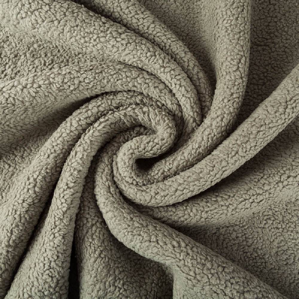 Schöner Leben Teddy Fleece Baumwoll Krimmer Plüschstoff einfarbig alt grün 1,6m Breite Angebote