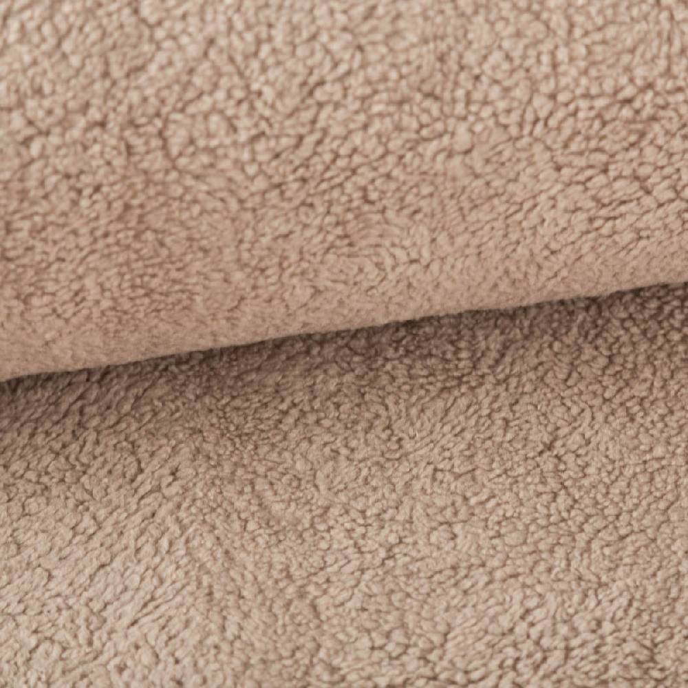 Schöner Leben Teddy Fleece Baumwoll Krimmer Plüschstoff einfarbig taupe 1,6m Breite